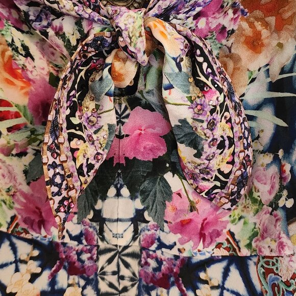 Camilla Short Dress With Tie Front Shibori Shores Size Small - Picture 7 of 12